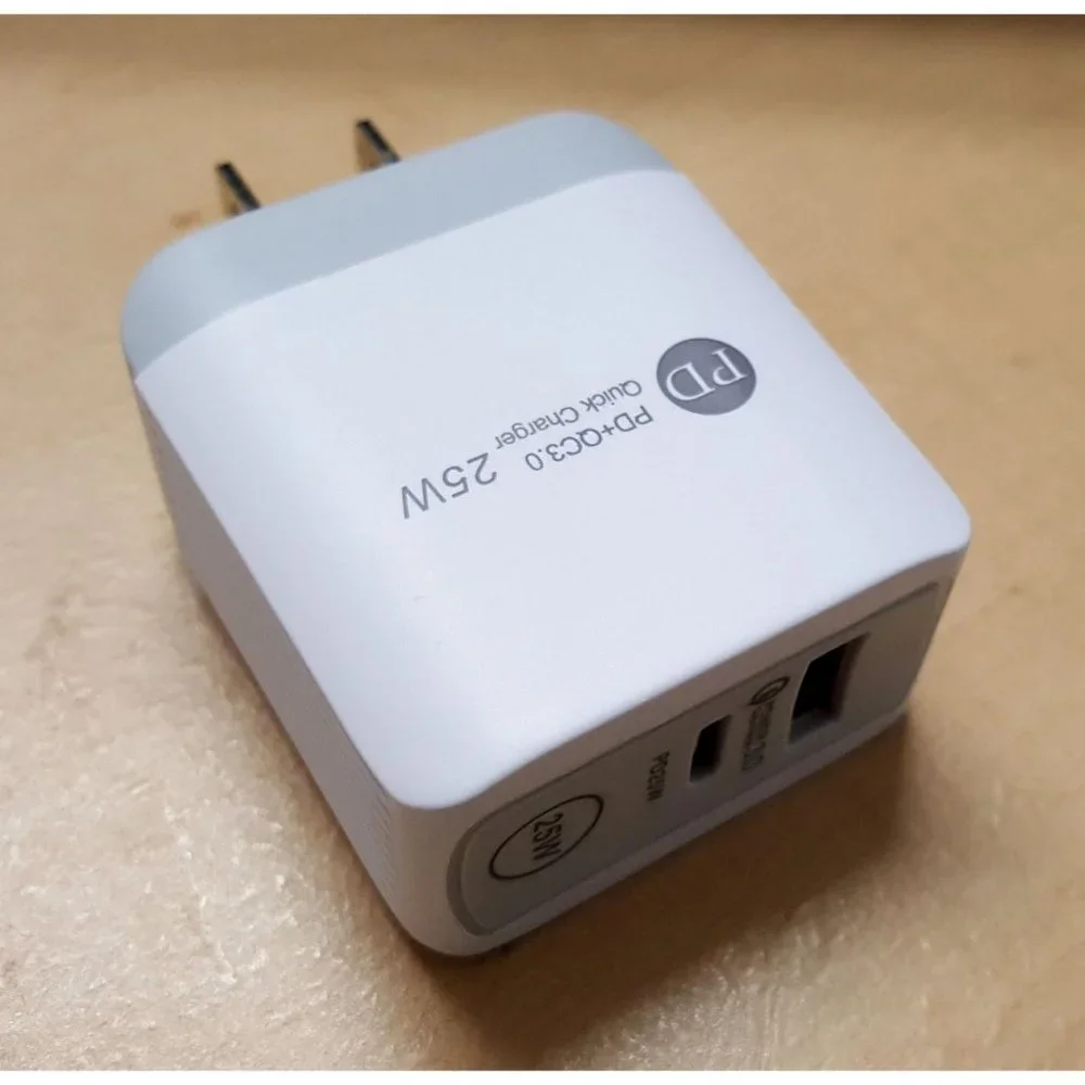 Fast PD Wall Charger Dual Port QC 3.0 USB Type C and USB A Ports